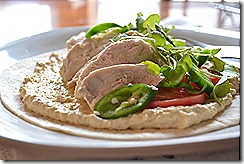 Chicken, chilli and hummus wrap with tomato and watercress (2)