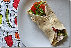 Chicken, chilli and hummus wrap with tomato and watercress (wrapped)