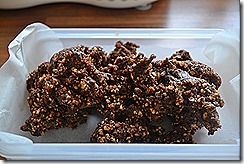 Homemade cashew nut, cocoa and date 'Nakd' bars - sticky mixture