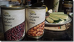 Chickpeas (garnazo beans), aduki beans and tahini